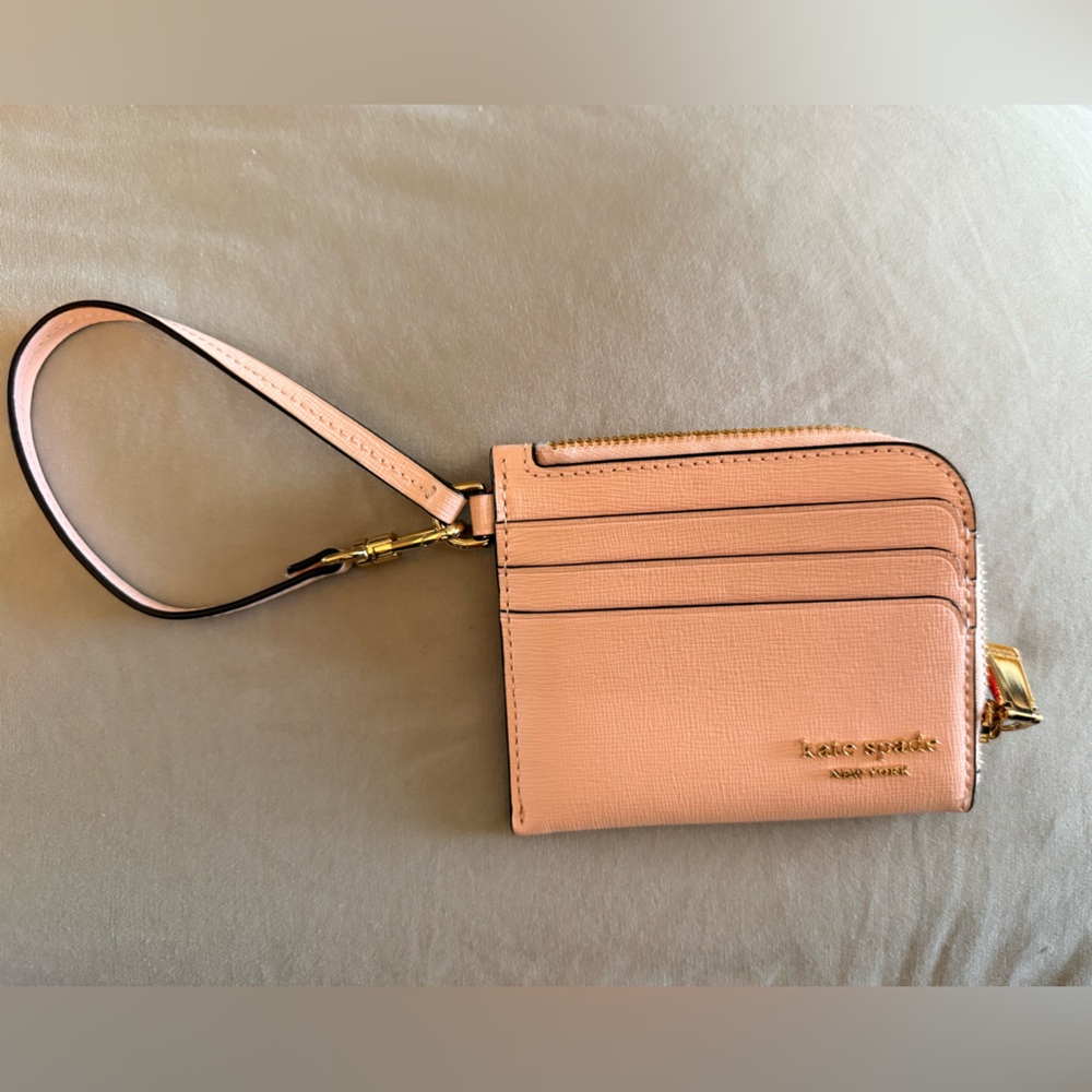Kate Spade Pink Card Holder with Gold Hardware